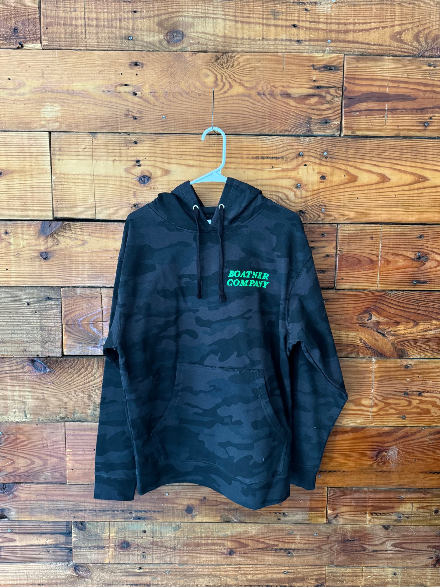 Skeleton Fish Medium-Weight Black Camo Hoodie