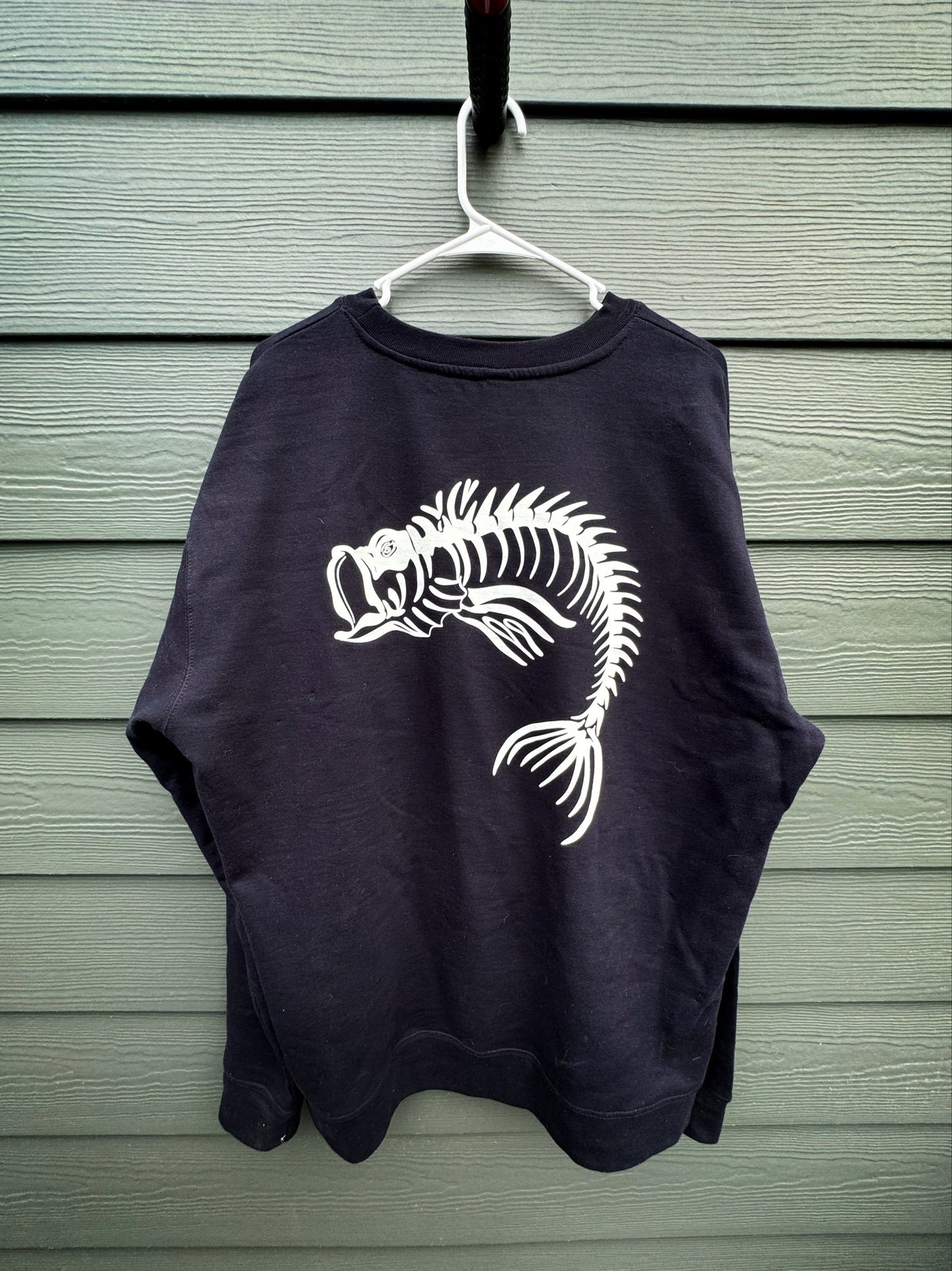 Skeleton Fish Crew Neck - Navy Blue