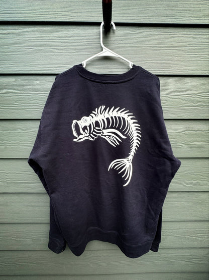 Skeleton Fish Crew Neck - Navy Blue