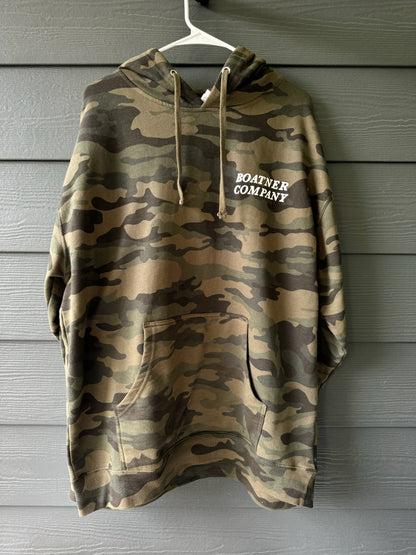 Skeleton Fish Medium-Weight Green Camo Hoodie