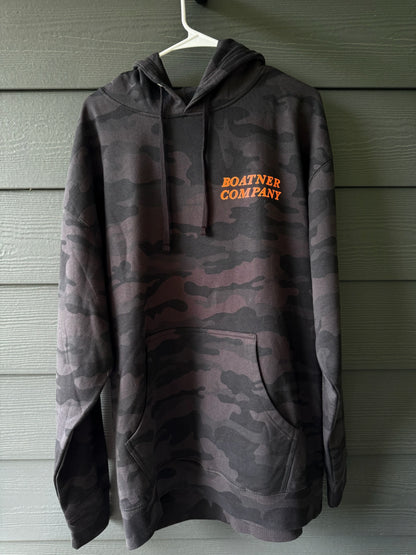 Skeleton Fish Medium-Weight Black Camo Hoodie