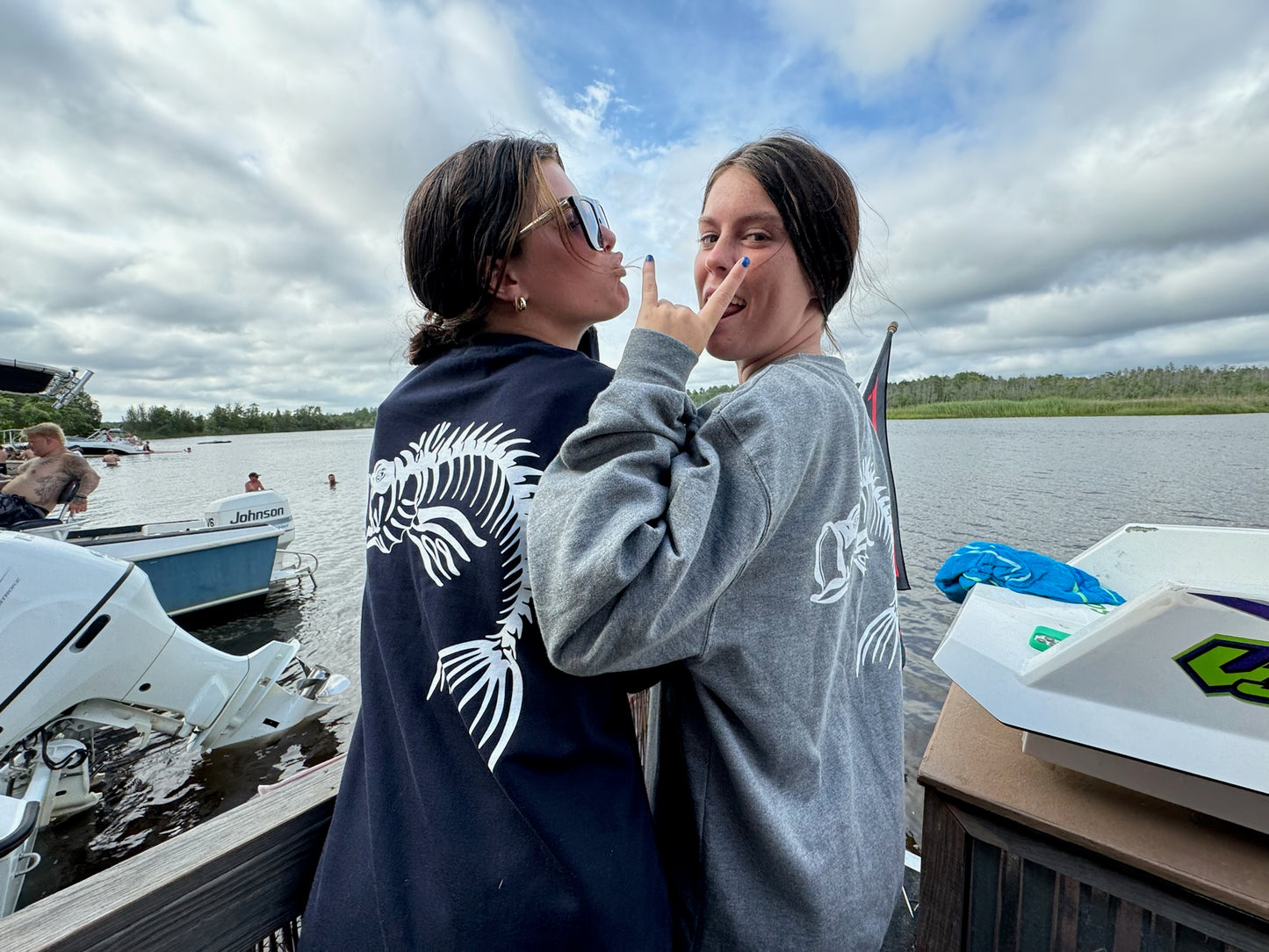 Skeleton Fish Crew Neck - Navy Blue